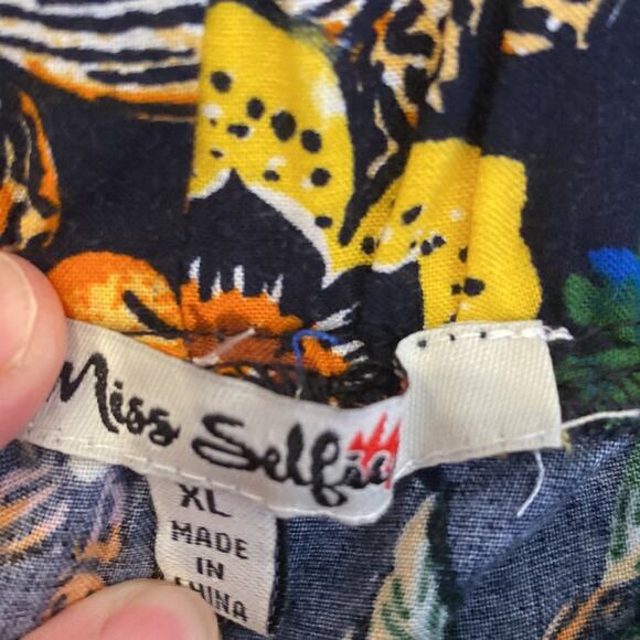 Miss Selfie Wide Leg Floral Casual Boho Stretchy Pants Rayon EUC Sz XL Rayon - Picture 5 of 13